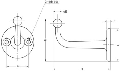 Krog i rustfrit stål af høj kvalitet med sfærisk spids, lavet af rustfrit stål, overflade: blank poleret, 47 mm (1,9"), FC-50. Vægkroge til badeværelse, udendørs område, swimmingpool, garderobe og meget mere, af Sugatsune / LAMP® (Japan) - Image 2