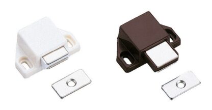 2 stk. kompakt magnetisk snaplås, inkl. bordplade, overflade: brun, 25 mm (63/64"), ML-30SBR. Pladsbesparende push-to-open døråbner til møbeldøre, skabslåger og meget mere, af Sugatsune / LAMP® (Japan) - Billede 3