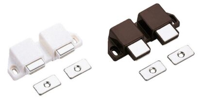 Kompakt magnetisk snaplås, inkl. bordplade, overflade: hvid, 25 mm (63/64"), udførelse: med 2 stempler, ML-30WW. Pladsbesparende dobbeltdøråbner til møbeldøre, skabslåger og meget mere, af Sugatsune / LAMP® (Japan) - Billede 3
