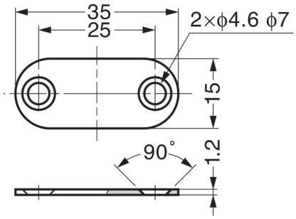 8 stk. lang oval magnetisk modplade med 2 forsænkede huller, overflade: forniklet, 35 mm (1-3/8"), MC-YN001U. Magnetisk modstykke til magnetiske låse, magnetisk lås, skabsdør og meget mere, af Sugatsune / LAMP® (Japan) - Billede 2