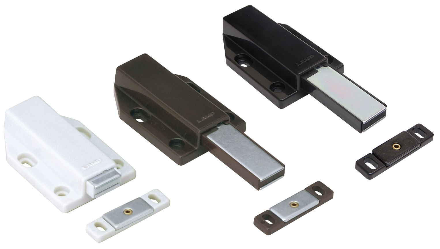 2 stk. magnetiske snaplåse, inkl. bordplade, overflade: brun, 38 mm (1-1/2"), udførelse: med langt stempel, ML-120BR. Push-to-open døråbner til møbellåger, skabslåger og meget mere, af Sugatsune / LAMP® (Japan) - Billede 4