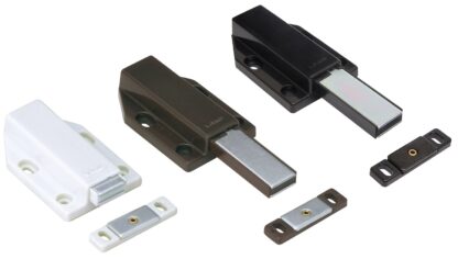 2 stk. magnetiske snaplåse, inkl. bordplade, overflade: sort, 70 mm (2-3/4"), udførelse: med langt stempel, ML-120BL. Push-to-open døråbner til møbellåger, skabslåger og meget mere, af Sugatsune / LAMP® (Japan) - Billede 4