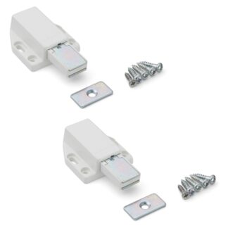 2 stk. Magnetisk snaplås af høj kvalitet, inkl. bordplade ML-80W, 38 mm (1-1/2") fra Sugatsune, hvid. Produkt billede