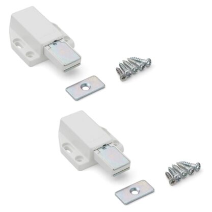 2 stk. Magnetisk snaplås af høj kvalitet, inkl. bordplade ML-80W, 38 mm (1-1/2") fra Sugatsune, hvid. Produkt billede