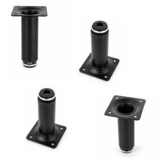 4 stykker højkvalitets møbelben, lavet af stål, overflade: sort, 100 mm (3-15/16"), 06.09.412-0. Robust møbelbase til sofaer, lænestole, skabe, kommode, skænk, borde, sideborde og meget mere, af SISO Danmark