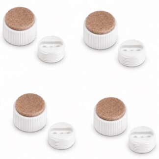 4 stykker robust møbeljusterer, B573-25-WH, diameter: ⌀25 mm, fra Kojima, lasteevne: 600 kg (1323 lbs), hvid, version: med filtpude. Produkt billede