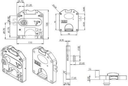 Møntaflejringslås med CHF 1.- slot, inkl. 2 taster, overflade: mørkegrå, 110 mm (4.4"), version: venstrelukning, 14.60.249-C. Skabslås til skab, skab, skoleskab, skab og meget mere, fra SISO Denmark - Billede 4