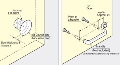 Trykknaplukning til tykke møbeldøre fra 22 til 25 mm, overflade: brun, SL-B251-BR. Push-Latch til RV-konvertering, Yachtinteriør, Caravan Møbler og meget mere, af Sugatsune / LAMP® (Japan) - Billede 3