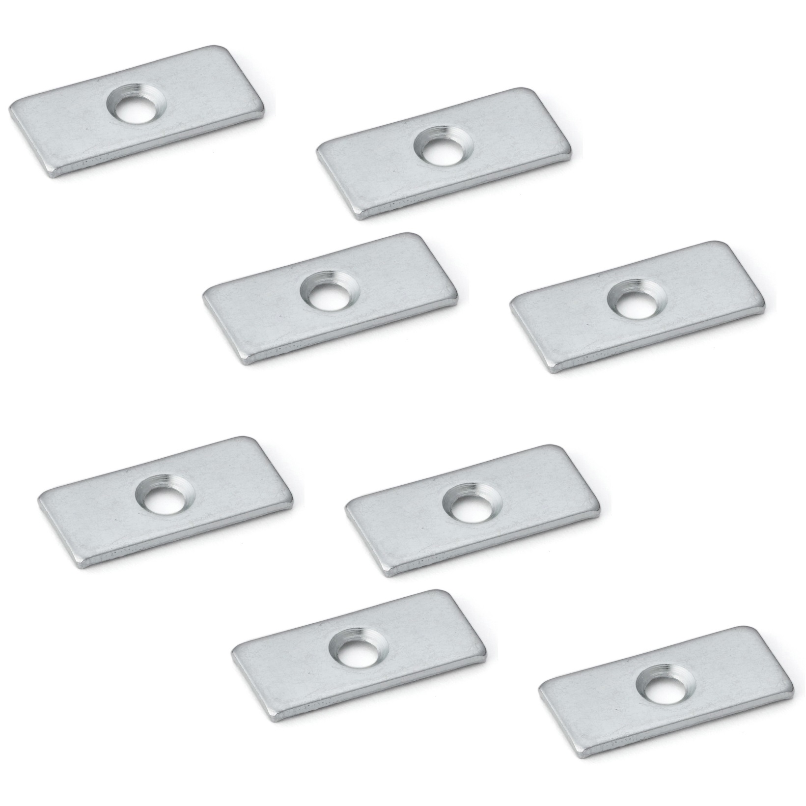 8 stk. rektangulær modplade med forsænket hul, SP0207, størrelse: 26 mm, af Sugatsune, zinkchromat. Produkt billede
