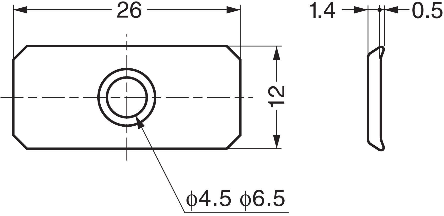 8 stykker rektangulær magnetisk modplade med sænket hul, overflade: zinkchromat, 26 mm (1-1/32"), SP0207. Magnetisk modstykke til magnetiske låse, magnetlås, skabsdør og meget mere, af Sugatsune / LAMP® (Japan) - Billede 2