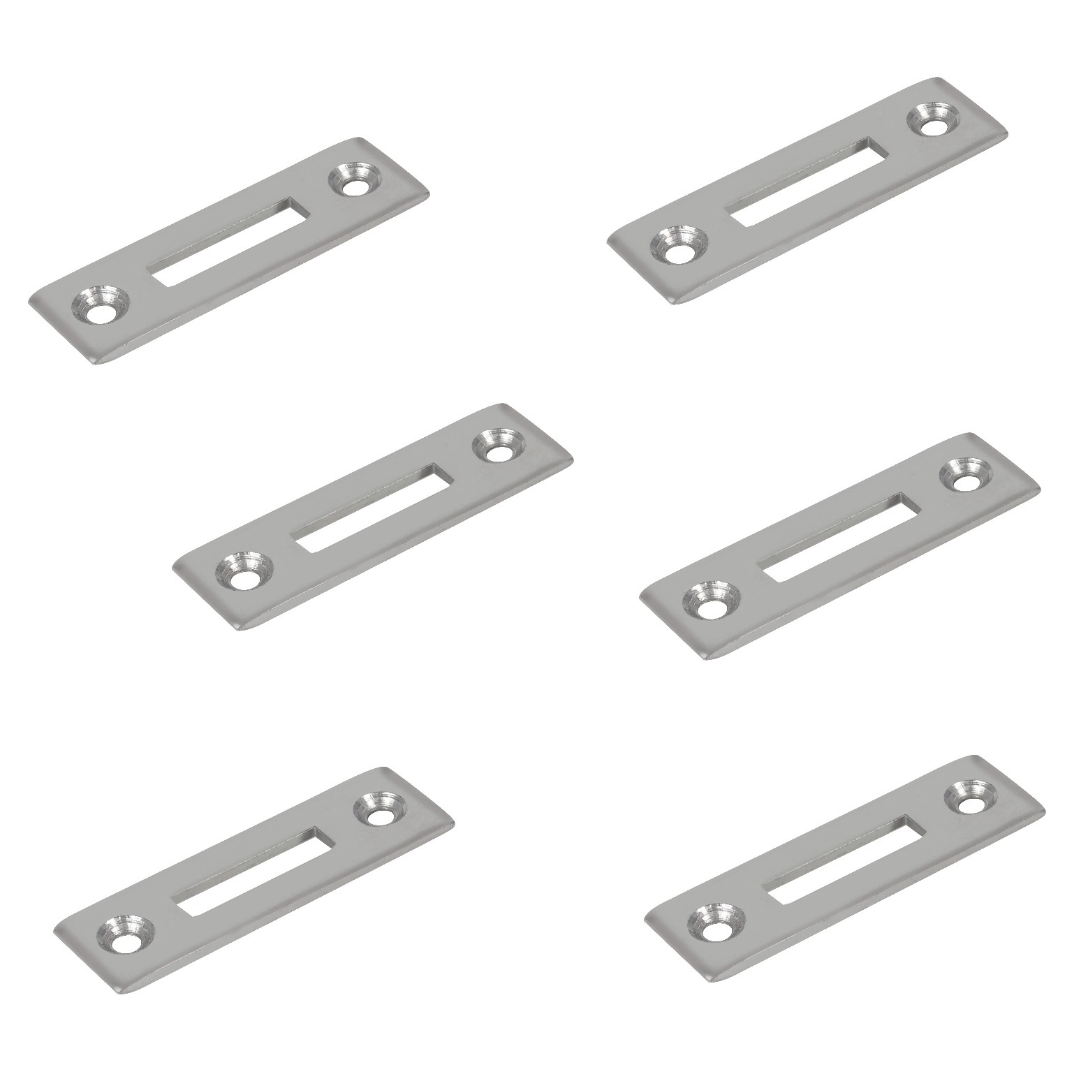 6 stykker robust skrue-på-slagplade, lavet af stål, overflade: nikkelbelagt, 50 mm (1-31/32"), 14.01.510-1.