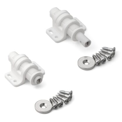 2 stk. Rund magnetisk snapfanger med justeringsmulighed, inkl. bordplade MC-25WT fra Sugatsune, hvid. Produkt billede