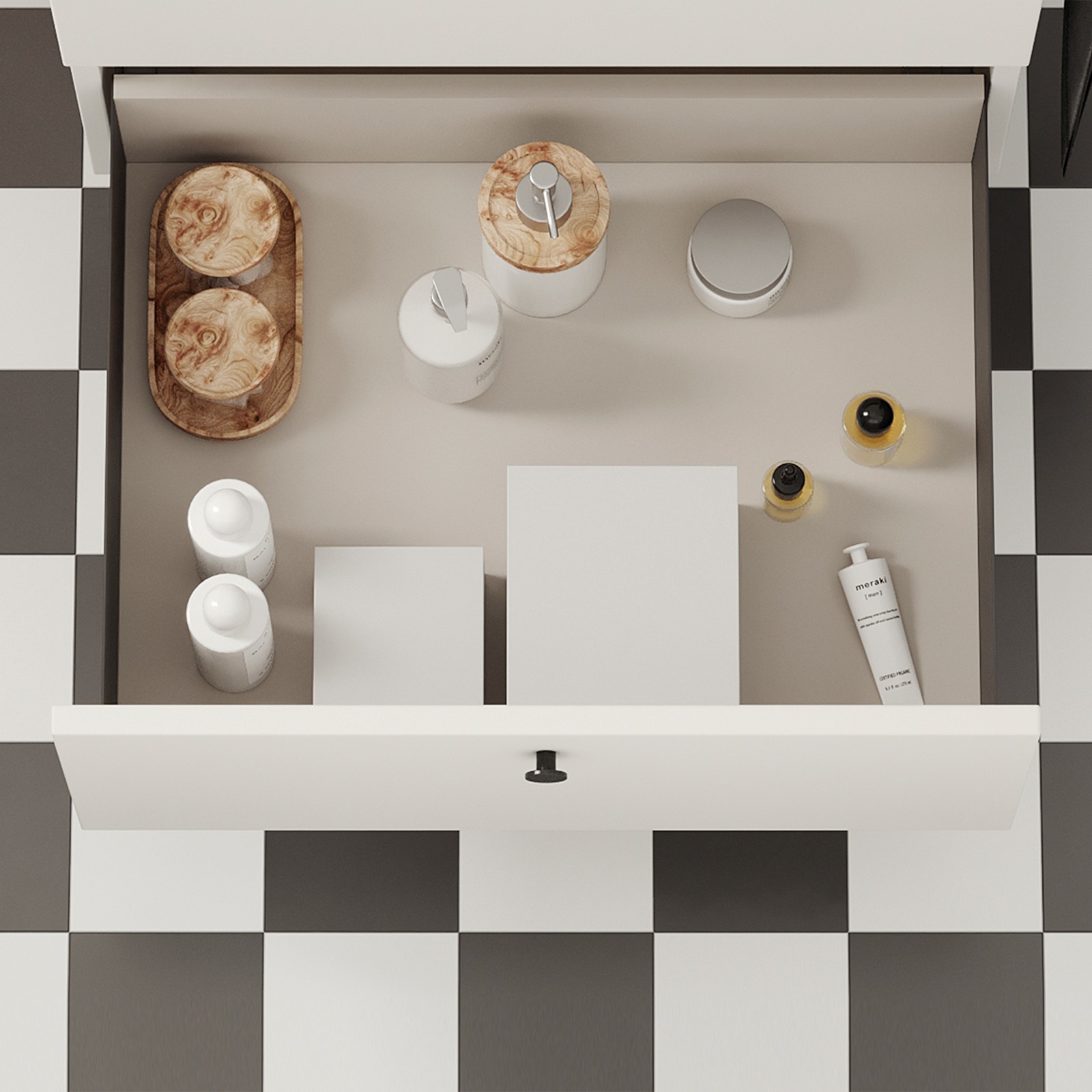 Skuffesæt, med ekstra tynde rammer, højde: 88 mm (3-15/32"), overflade: antracitgrå, 490 mm (19-19/64"), version: delvis udtrækkelig med skubbe-til-å-åbne, 3275435 skuffesæt til køkkenmøbler og meget mere, fra EMUCA - Billede 2