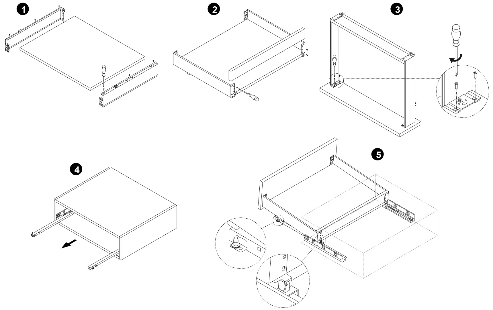 Skuffesæt, med ekstra tynde rammer, højde: 88 mm (3-15/32"), overflade: hvid, 340 mm (13-25/64"), version: delvis forlængelse med skubbe-til-å-åbne, 3275112. skuffesæt til køkkenmøbler og meget mere, af EMUCA - Billede 6