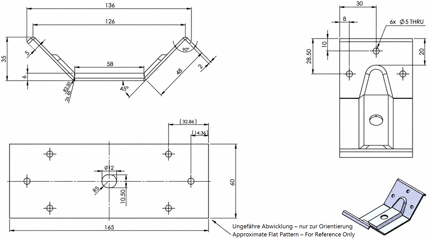 4 stykker robust bordvinkelbeslag, 126 mm (4-61/64"), version: 1 hul til central montering, 11.07.040-1. - Billede 2
