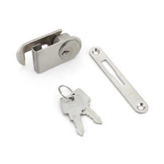 Cylinderhåndtagslås til glasdøre, inklusive slagplade, med ensartede nøgler 2100GLK-D, af Sugatsune / LAMP (Japan)