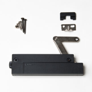 Blød klappebeslag, overflade: sort, kompakt CSD-10-TV-L-BL, af Sugatsune / LAMP (Japan)