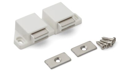 Kompakt magnetisk snaplås, inkl. bordplade, overflade: hvid, 25 mm (63/64"), udførelse: med 2 stempler, ML-30WW. Pladsbesparende dobbeltdøråbner til møbeldøre, skabslåger og meget mere, af Sugatsune / LAMP® (Japan) - Billede 4