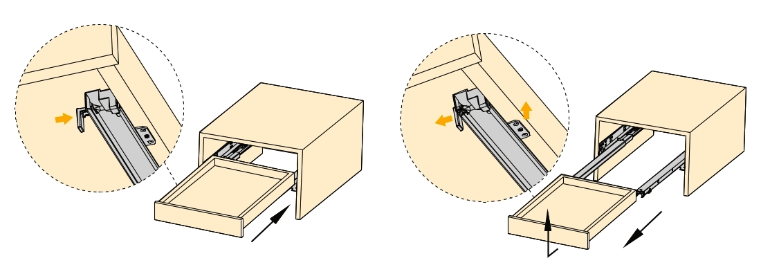 Gulvmeder, bæreevne: 25 kg (56 lbs), 300 mm (11-13/16"), version: delvis udtræk med push-to-open, 3123105. Gulvudtræk af høj kvalitet til træskuffer, træhylder og meget mere, fra EMUCA - Billede 3