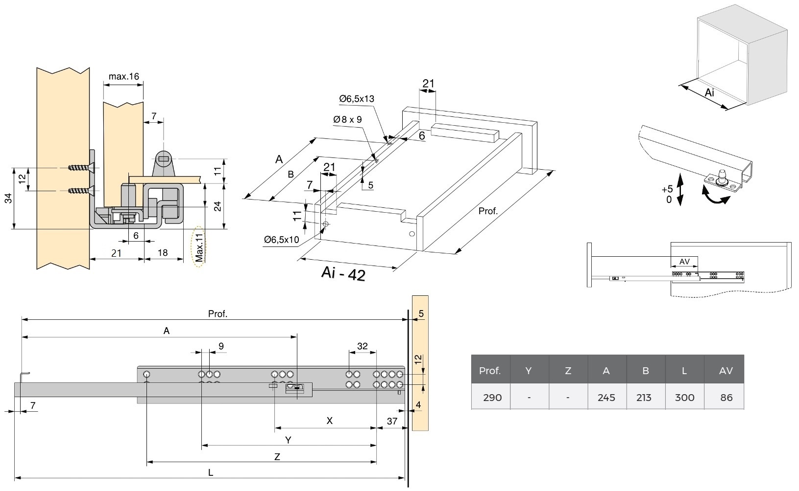 Gulvmeder, bæreevne: 25 kg (56 lbs), 300 mm (11-13/16"), version: delvis udtræk med push-to-open, 3123105. Gulvudtræk af høj kvalitet til træskuffer, træhylder og meget mere, fra EMUCA - Billede 2