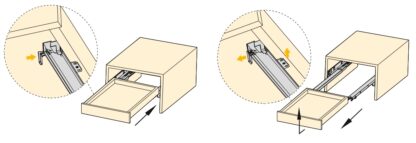 Gulvløbere, bæreevne: 25 kg (56 lbs), 300 mm (11-13/16"), Design: delvis udtræk med soft-close, 3019105. Gulvudtræk af høj kvalitet til træskuffer, træskuffer, træhylder og meget mere, fra EMUCA - Billede 3