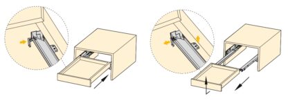 Gulvskinner, bæreevne: 30 kg (67 lbs), 500 mm (19-11/16"), version: fuld udtræk med soft-close, 3124505. Gulvudtræk af høj kvalitet til træskuffer, træskuffer, træhylder og meget mere, fra EMUCA - Billede 3