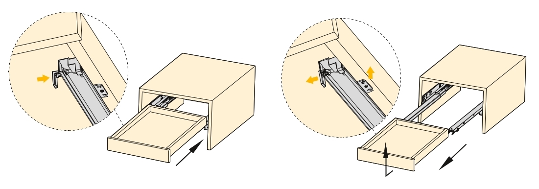 Gulvløbere, bæreevne: 30 kg (67 lbs), 550 mm (21-21/32"), version: fuld udtræk med soft-close, 3124605. Gulvudtræk af høj kvalitet til træskuffer, træskuffer, træhylder og meget mere, fra EMUCA - Billede 3